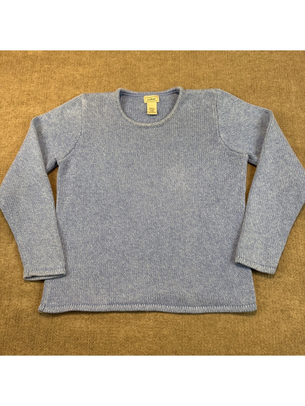 L.L. Bean Women's Cotton Knit Sweater Size M Blue Marled Casual Gorp Outdoors